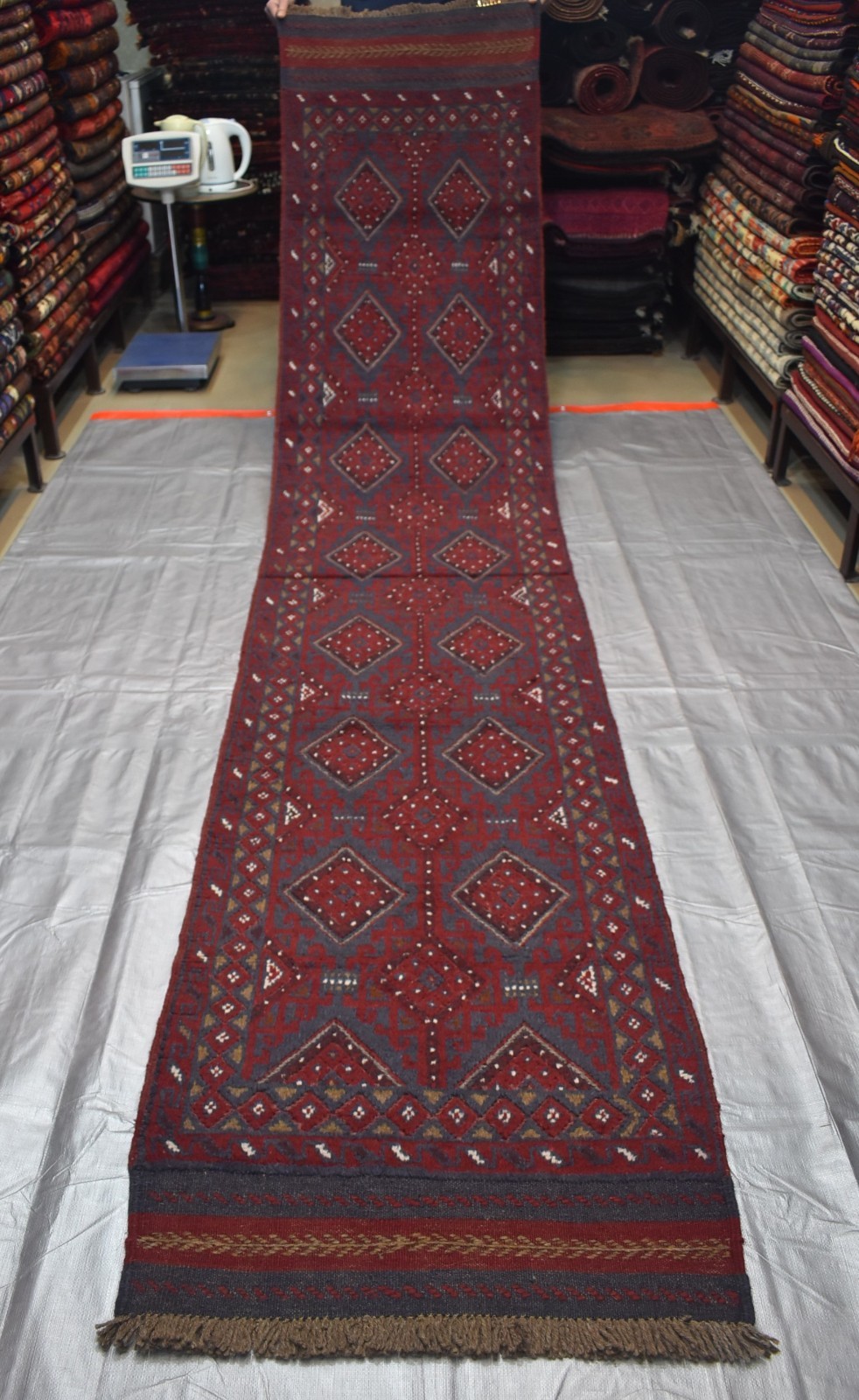 Antique Afghan Mushwani Runner Rug 2x12 Hand Knotted Wool Persian Style Hallway gallery