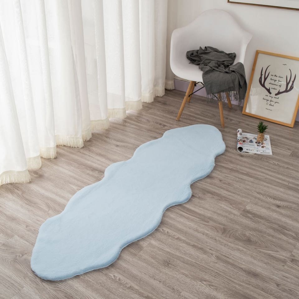 SOLID RABBIT FUR RUG BT666 150*240 5X8 LIGHT BLUE
