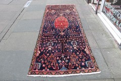 Vintage Hand Made Traditional Oriental Wool Blue Red Long Narrow Runner 260x80cm