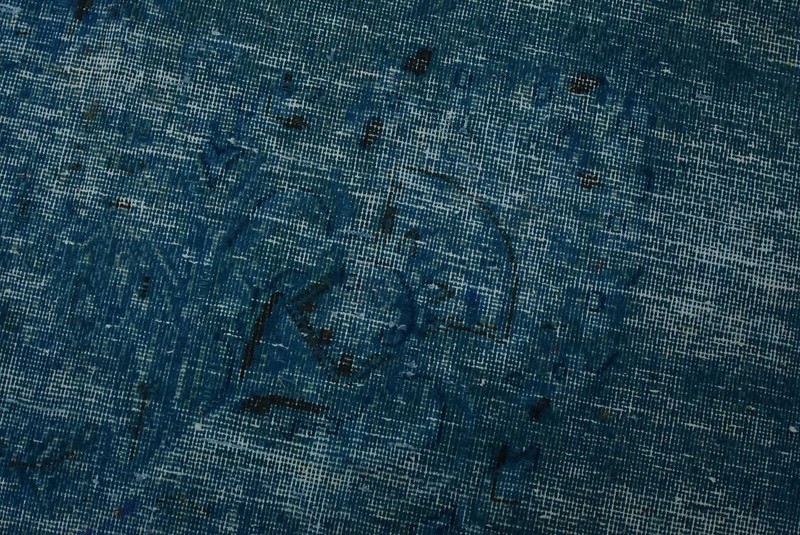 Tabrizi Rug 9'6'' x 12'9'' Blue Wool Vintage Overdyed Hand-Knotted Carpet gallery