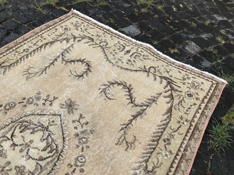 Turkish Antique rug Bohemian Area rug Oushak rug Vintage Rug Handmade Wool rug gallery