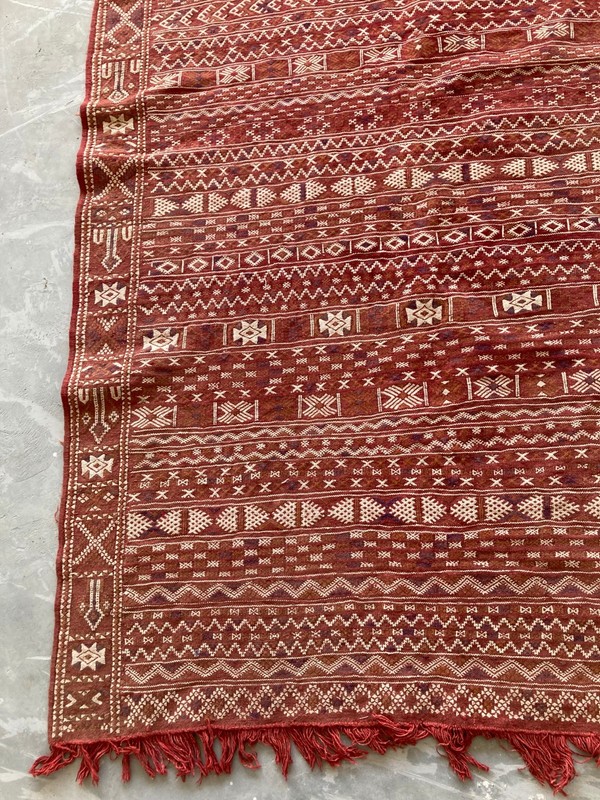 Vintage Traditional Handmade Beautiful Moroccan Kilim Floor Rug Carpet 234x138cm gallery