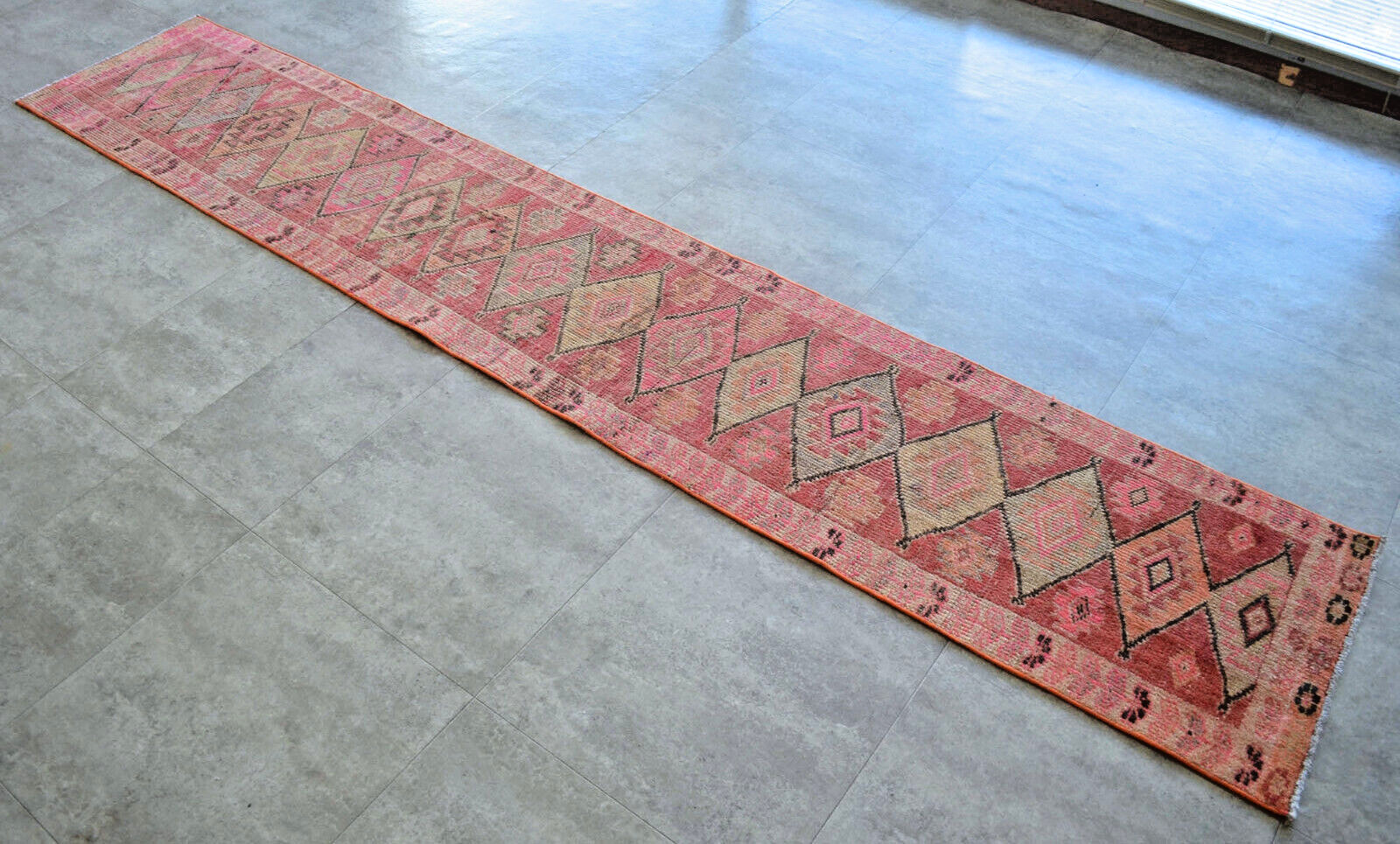 2x10 Runner Hand Made Turkish Rug Muted Color Hallway Rug Actual 1.10 x 10 ft gallery