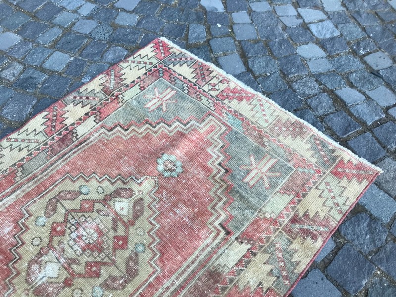 Bohemian Area Rug Handmade Wool Rug Turkish Vintage Traditional Rug 3,1 x 6,5 ft gallery