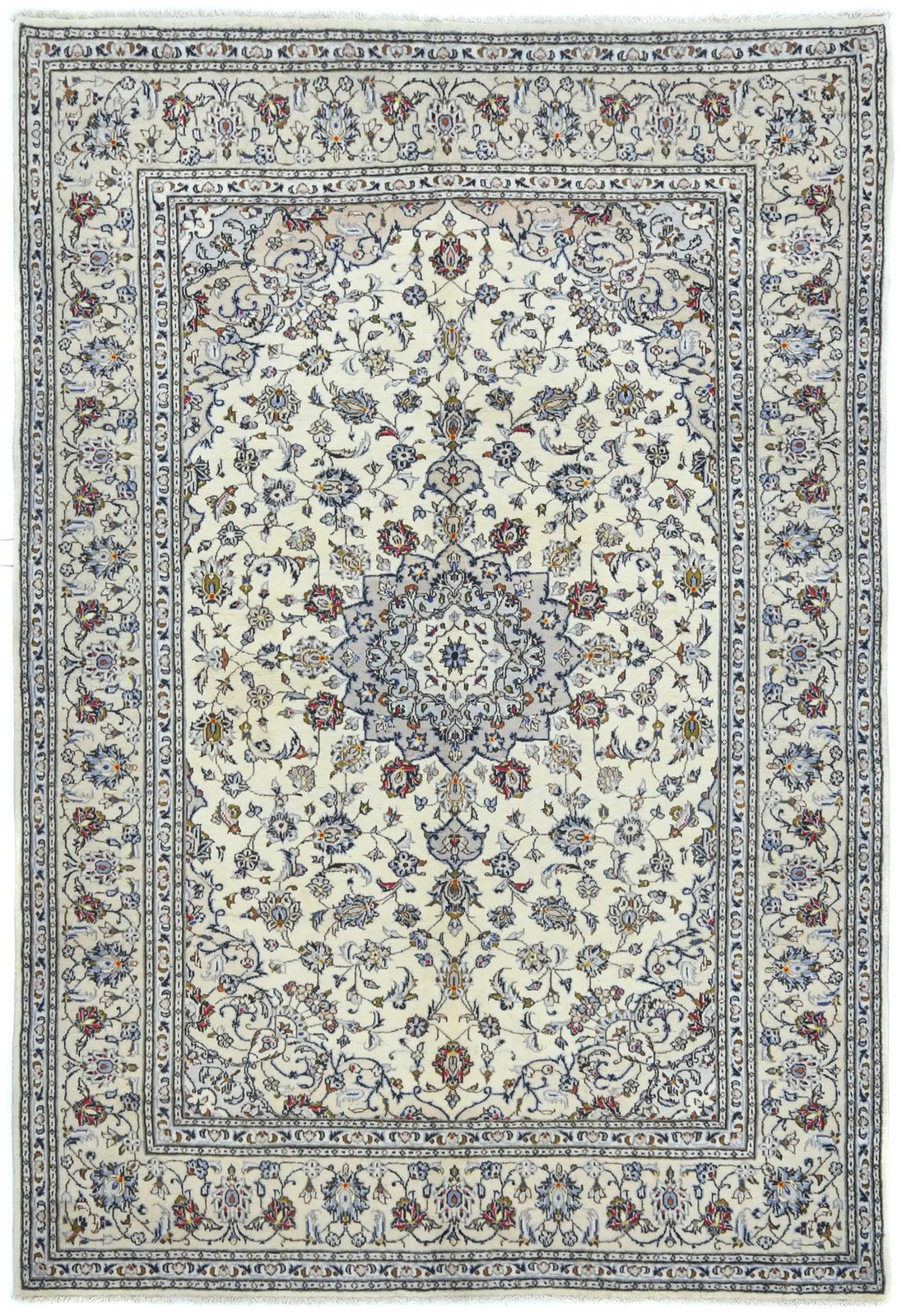 Handmade Vintage Cream Oriental Rug 6'5X9'4 ft Floral Classic Home Decor Carpet gallery
