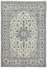 Handmade Vintage Cream Oriental Rug 6’5X9’4 ft Floral Classic Home Decor Carpet