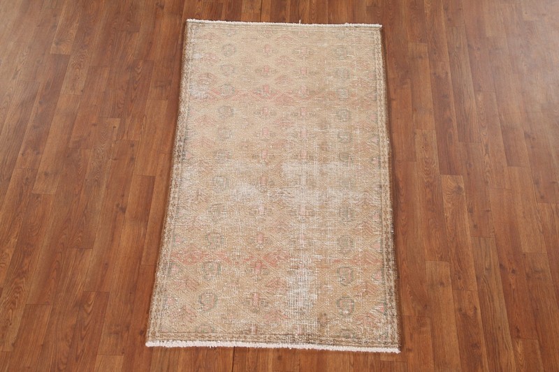 Handmade Oriental Wool Carpet Geometric Distressed Accent Rug 3x5 Ft Foyer Rug gallery