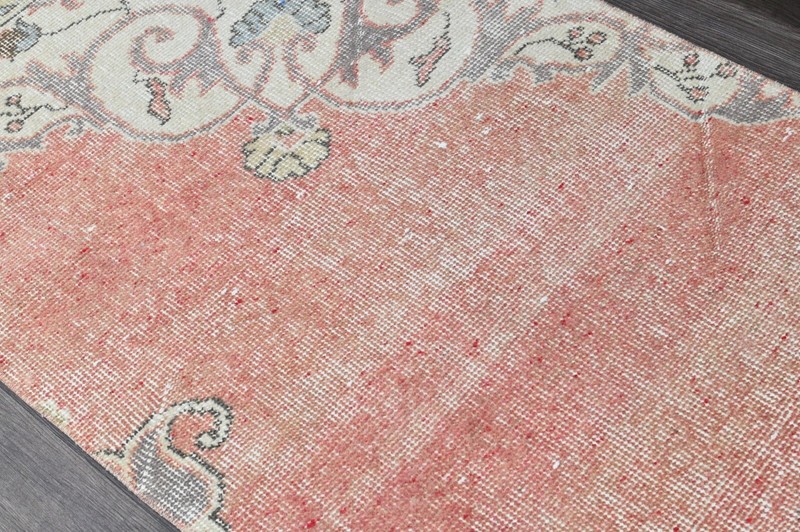 Vintage Turkish Runner Rug 2x5ft Wool Anatolian Handmade Hallway Oushak RED gallery