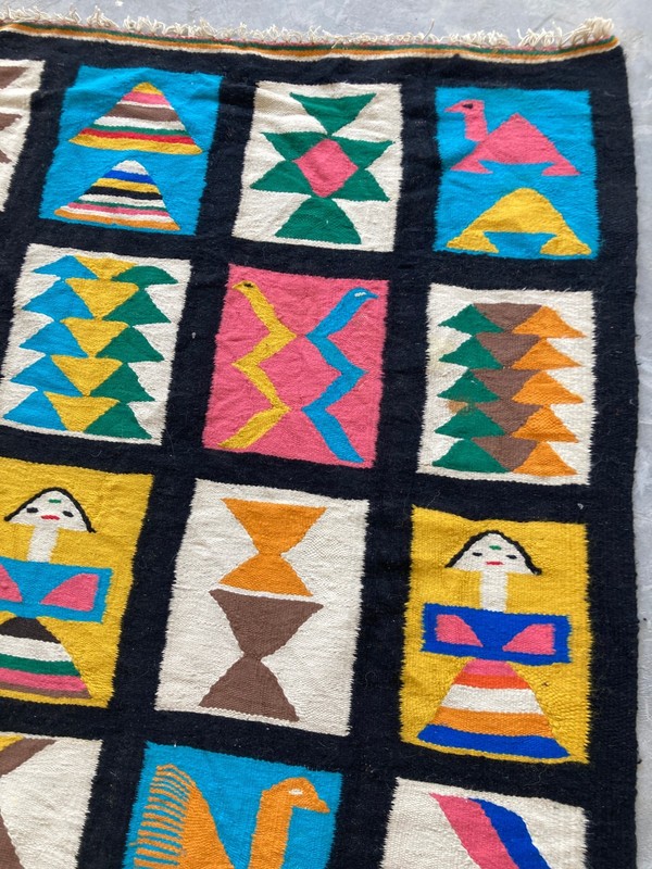 Vintage Traditional Handmade Tunisian Berber Kilim Floor Rug Carpet 187x83 cm gallery