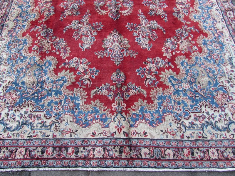 Old Traditional Hand Made Vintage Oriental Wool Red Long Carpet Runner 428x223cm gallery