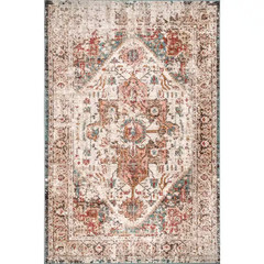 Vintage Turkish 5×8 Area Rug Beige Living Room Carpet