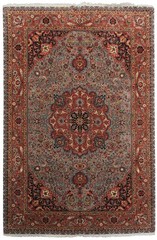 Vintage 7×9 Wool and Silk Area Rug Soft Gray Ground Ornate Floral Pattern 1960