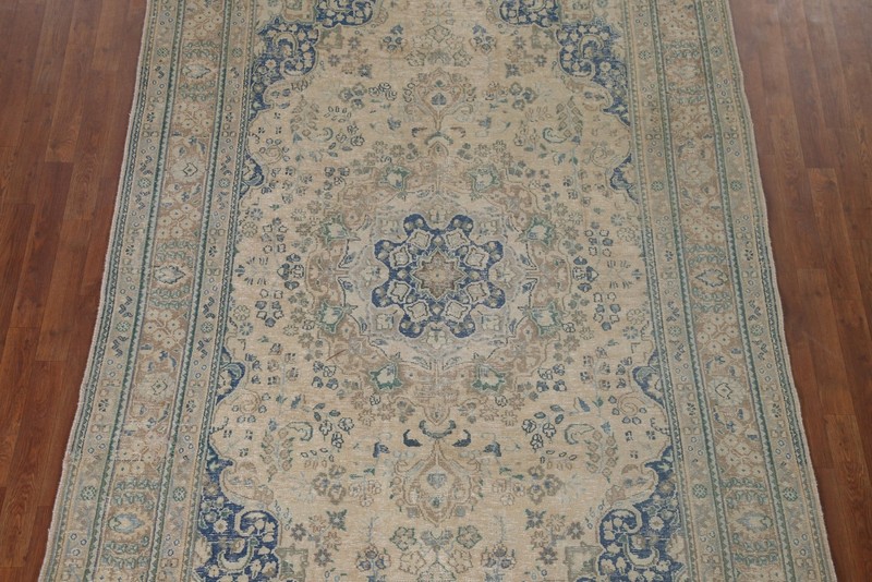 Handmade Beige Wool Carpet Traditional Oriental Distressed Area Rug 6x10 Ft gallery