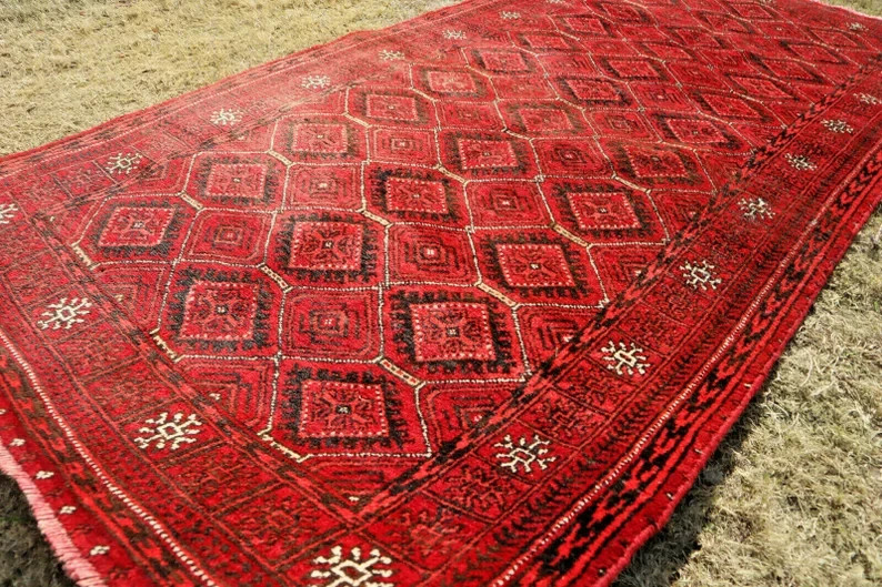 3.5 X 7 FT COLLECTRS ITEM Vintage Stunning Natural Vegetable Dye Afghan Turkoman gallery