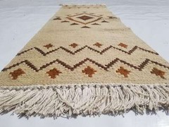 Fine Vintage Traditional Hand Made Oriental Wool Beige Brown Kilim 117x38cm