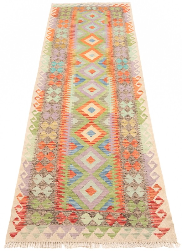 Kelim Afghan 288x89 cm Handwoven Oriental Carpet Rug Runner Kilim gallery