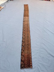 0’10×11’10 ft Vintage Afghan Baluchi Hand Knotted Wool Narrow Geometric Runner