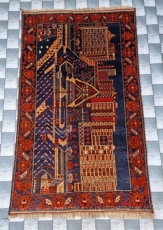 Handmade Afghan Vintage Rug Historical Rug Wool Area Rug Size 157x195 cm gallery