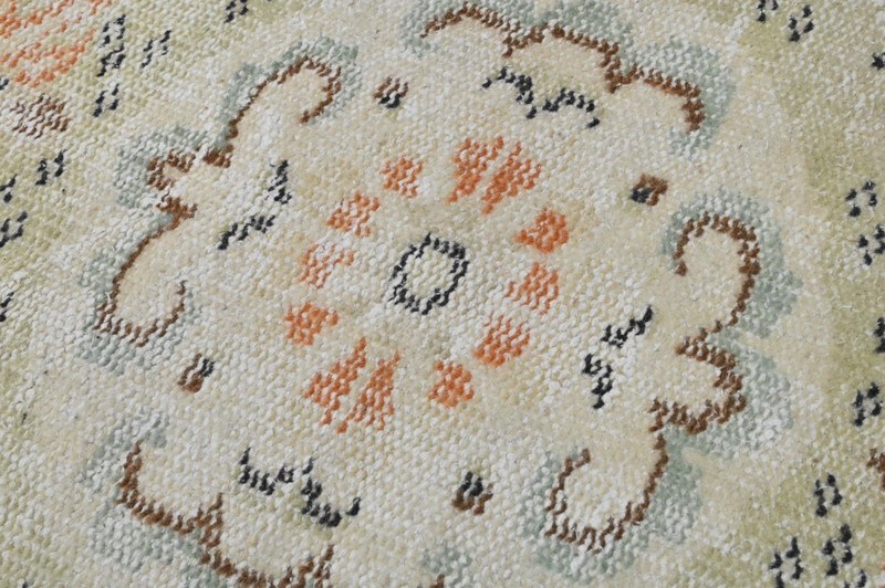 Vintage Turkish Runner Rug 2x7ft BEIGE Handmade Anatolian Oushak Hallway Wool gallery