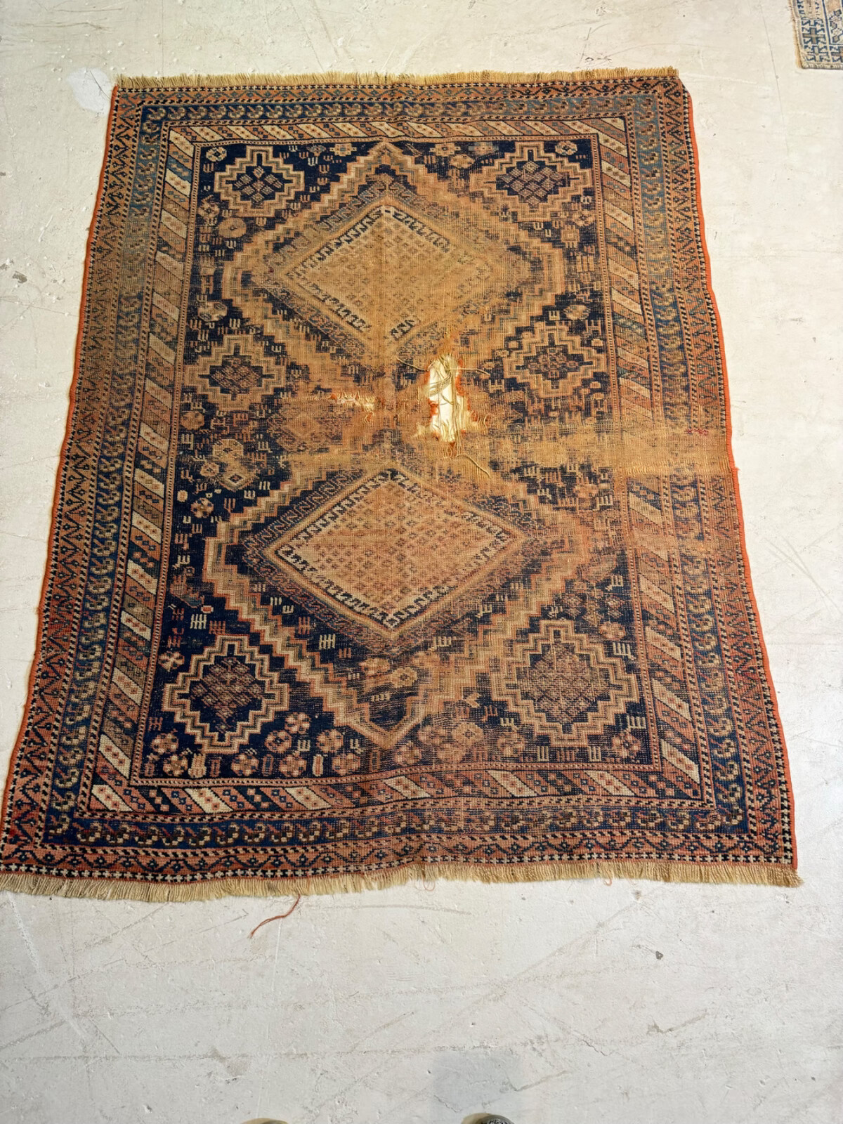 Antique Oriental Hand-Knotted Wool Area Rug 200 Year Old Collectible 3'5" x 5' gallery