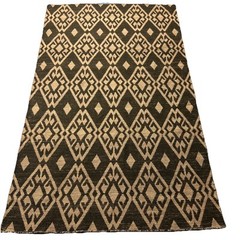Antique Afghan Black Art Deco Area Rug 5×8 ft Hand Knotted Oriental Wool Carpet