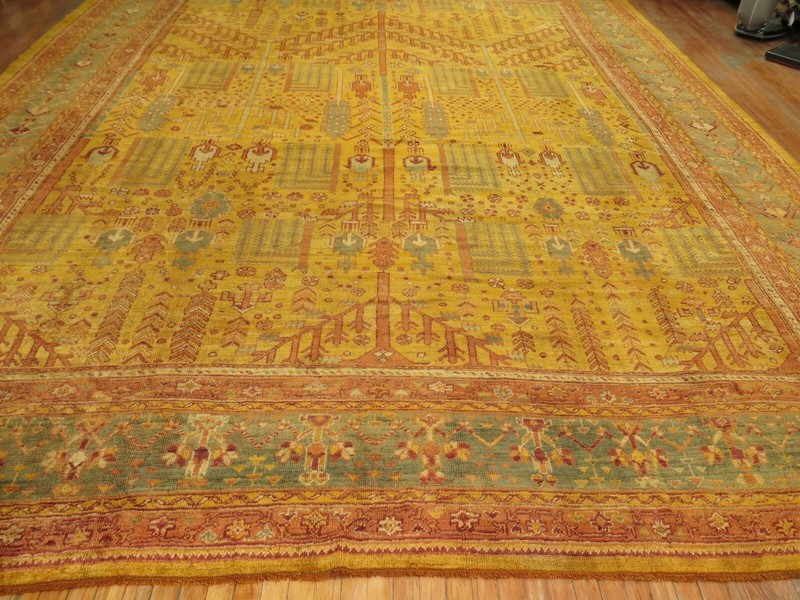Antique WIllow Tree Turkish Oushak Ushak Rug Size 13'2''x17'3'' gallery