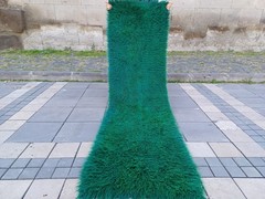 Green Tulu Vintage Runner Rug 75 x 267 cm Shaggy Handmade Rug 2.46 x 8.76 ft