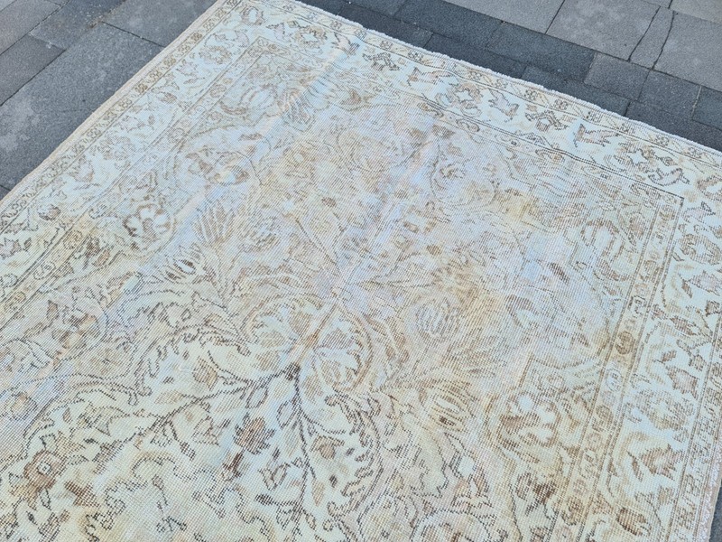 Vintage Turkish Rug 5.4x9.3 Aubusson Style Distressed Carpet Beige Blush Floral gallery