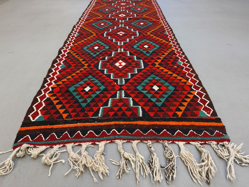 Turkish Kilim Runner 330x100 cm, Vintage Kelim Rug, Flat weave 2512 gallery