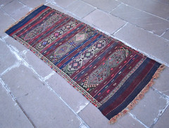 Vintage Rug 29” x 75” Turkish Soumak Herki Hallway Rug Kurdish Woven Area Rug