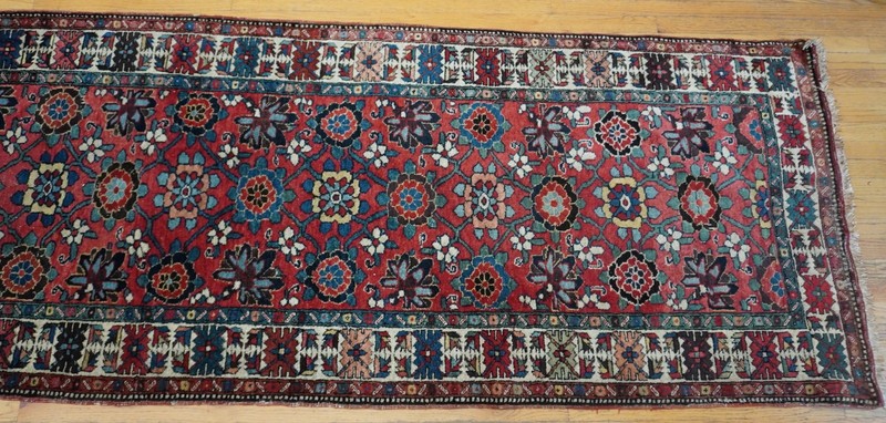 Antique Herizz Runner Hand Knotted Wool Veg. Dye Long Hallway Rug 3'5" x 18' gallery