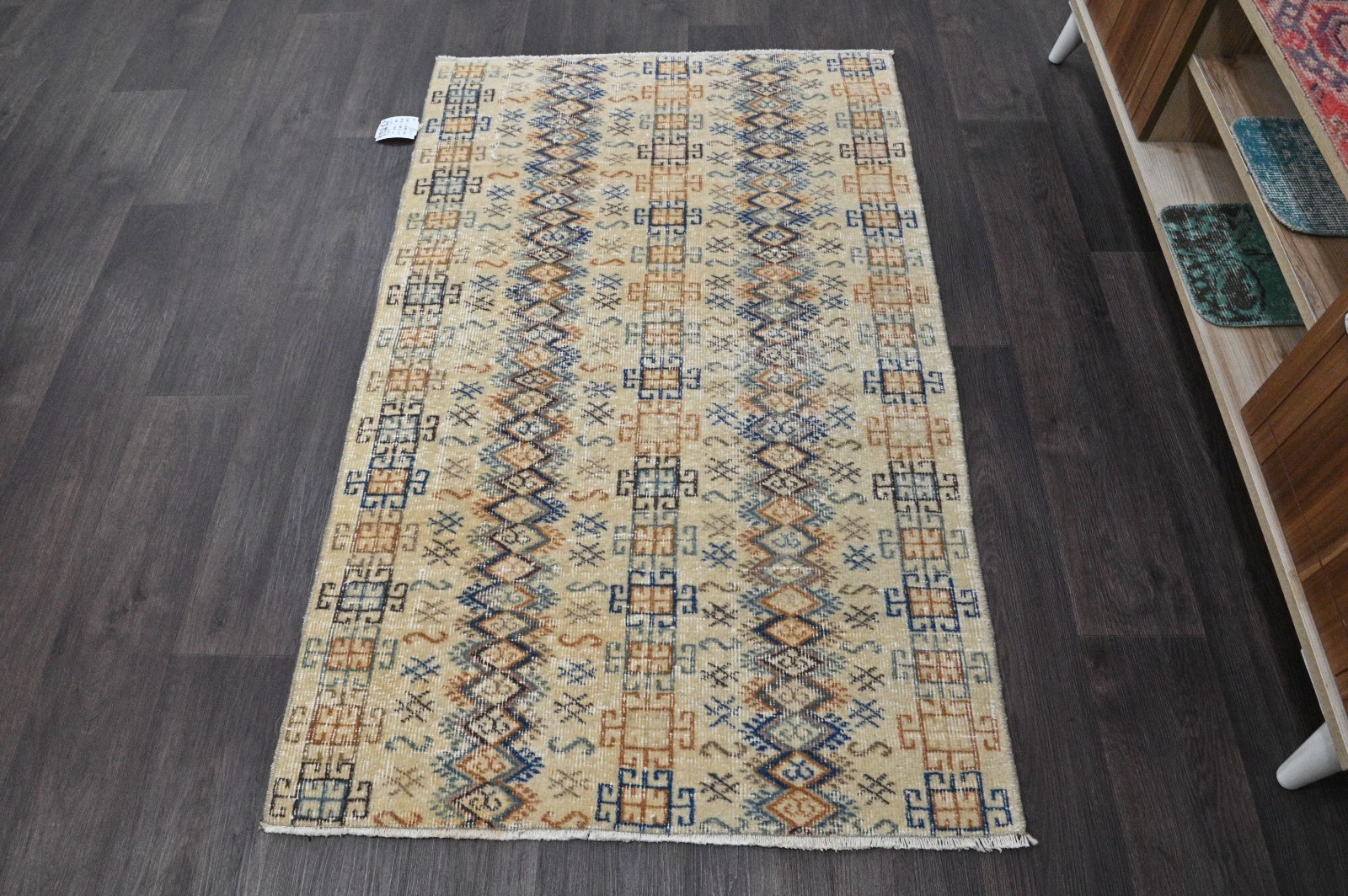 Oushak Turkish Doormat Rug 3x5 RAINBW Vintage Anatolian Handmade Small Kilim Rug gallery