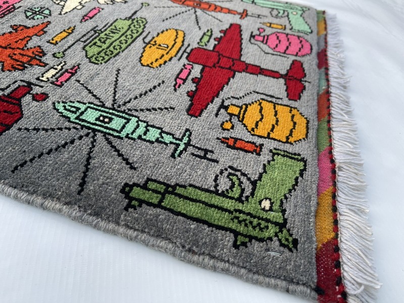 Mini War Rug 52x52cm Afghan War Rug Handicrafts Wool Rug Merinos #245 gallery