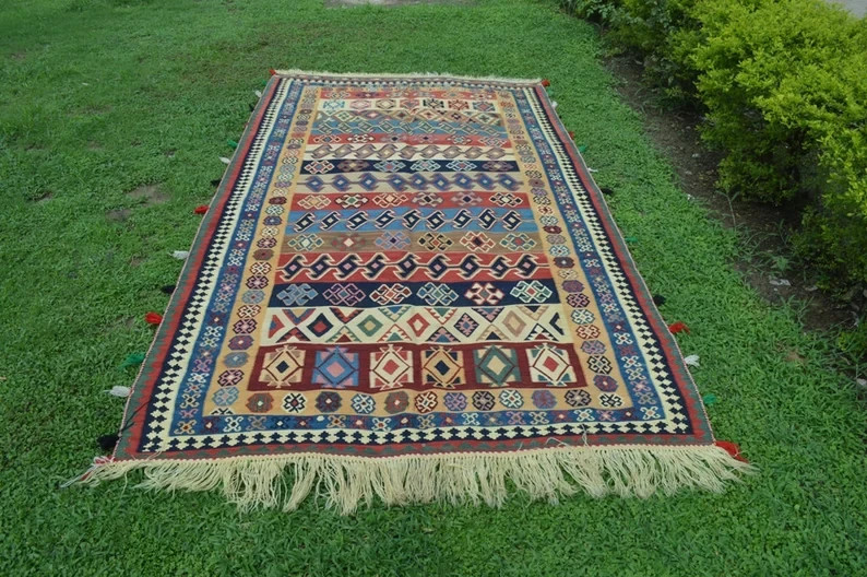 9'5X5 COLLECTORS ITEM Beautiful Antique Shirvan Caucasian Daghistan Group Kilim gallery