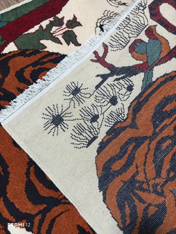 Afghan Handmade Wool Rug - 6.5' x 3.3' - Vibrant Tiger and Crane Floral Theme gallery