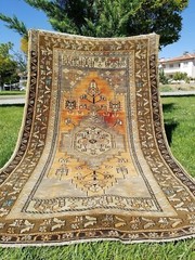 4x7ft Turkish Living Room Rug |Beautiful Antique Cr1900-1939s,Muted Natural Dyed