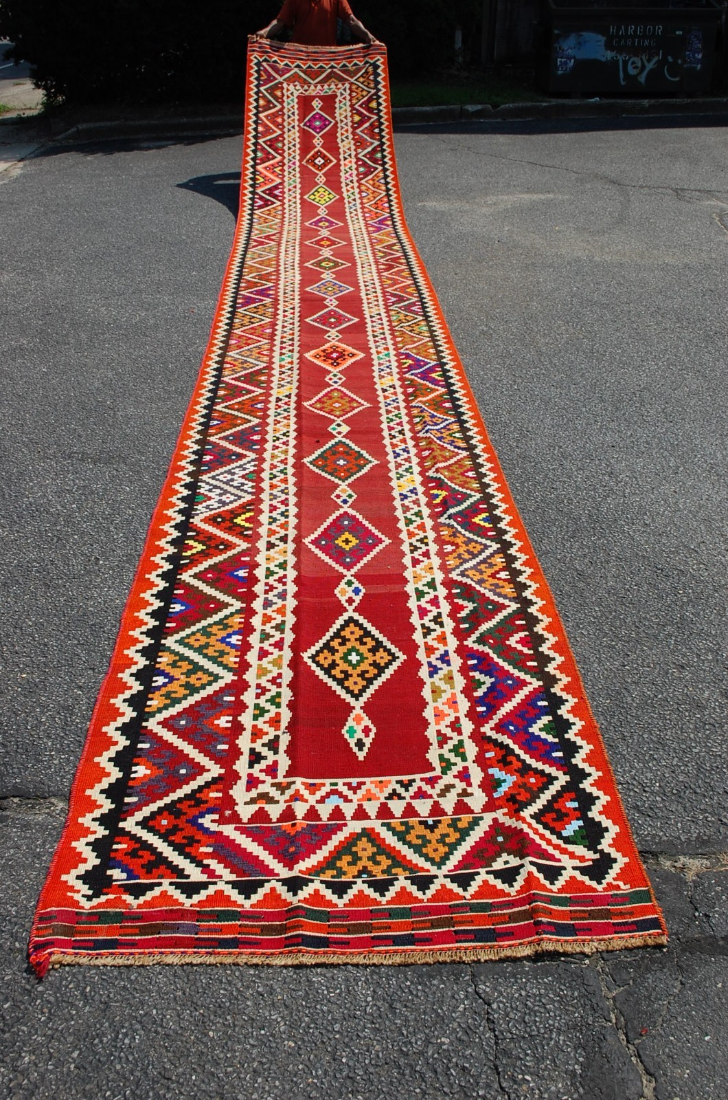 OLD,ANTIQUE CAUCASIAN,KAZAK,SHIRVAN ORIENTAL KILIM RUG 3' 9" x 28' FULL COLOR gallery