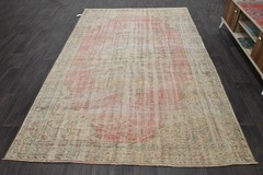 Oushak 6×9,Turkish Rug,vintage,anatolian,PINK,kilim,Bohemian,handmade,wool