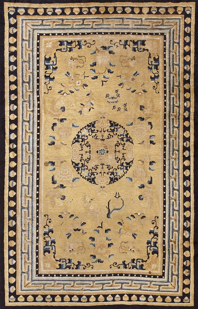 5X8 Antique Chinese Ningxia Wool Area Rug 1750