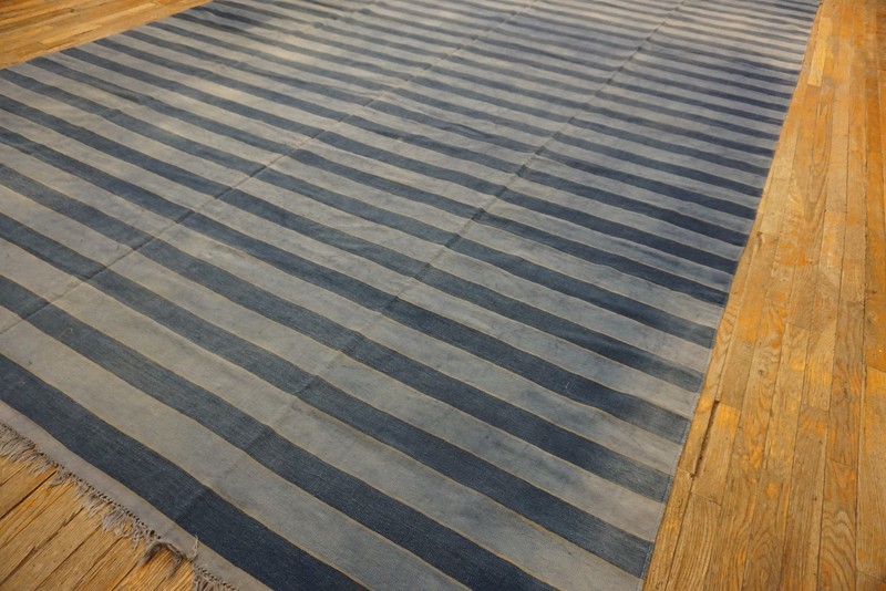 10X15 Vintage Indian Dhurries Blue Cotton Area Rug 1935 gallery