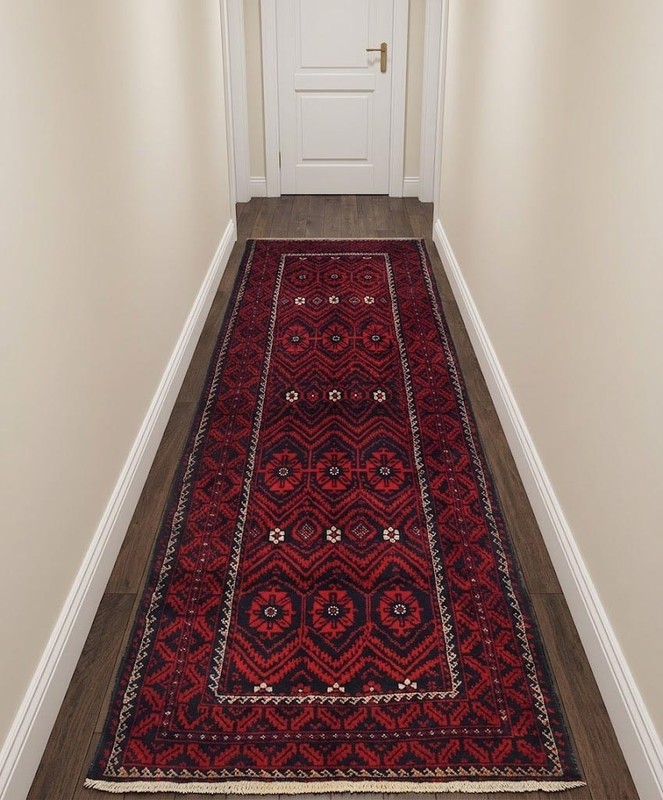 Vintage Hand-Knotted Oriental Runner Rug Red Tribal Style Kitchen Carpet 4X10 ft gallery