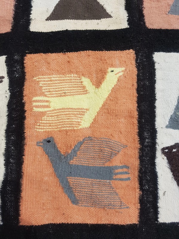 Vintage Traditional Handmade Peruvian Wool Multicolor Kilim 4.2x2.8 ft gallery