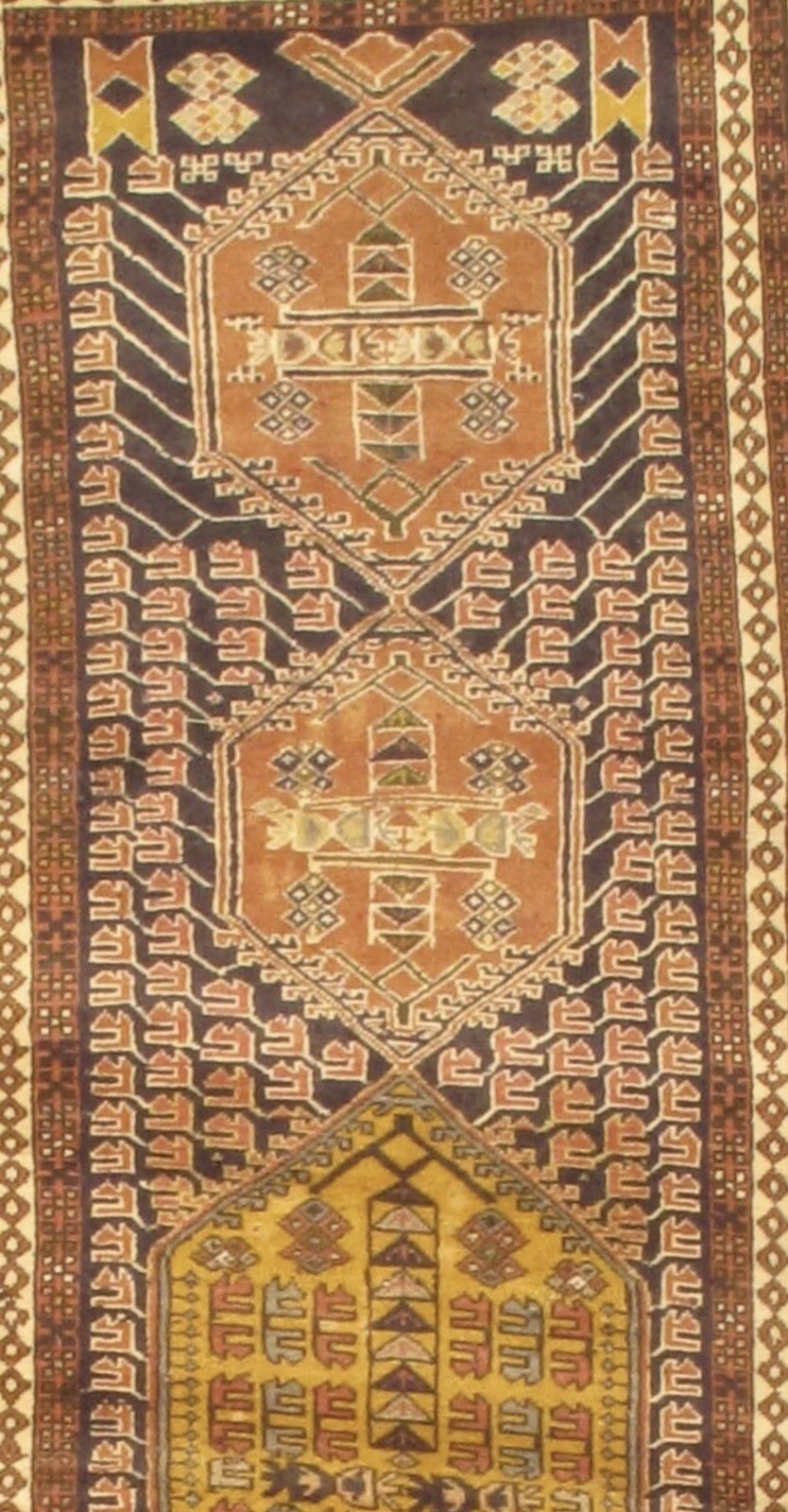Antique Hand-knotted Per Karajeh Runner Rug - 2'6"X10'2" gallery