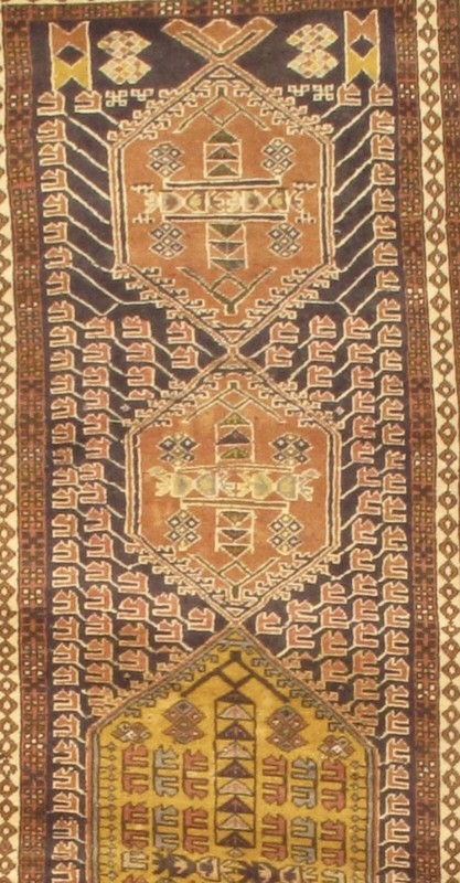 Antique Hand-knotted Per Karajeh Runner Rug - 2'6"X10'2" gallery