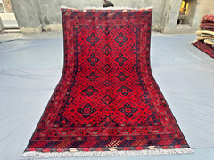 4×7 Afghan Turkmen Khal Mohammadi Bukhara Rug | Nomadic Red Tribal Area rug