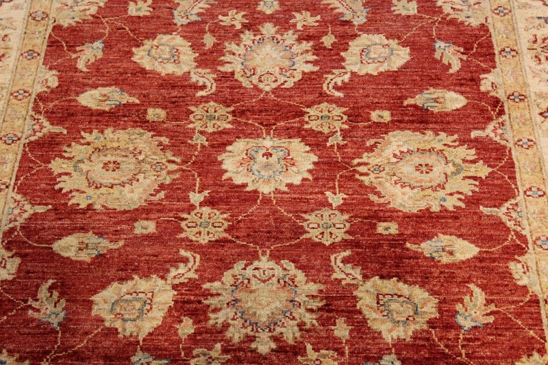 GREAT DEAL ON FINE QUALITY Handmade Hand knotted Afghan 4' X 6' RED BACKGROUND gallery