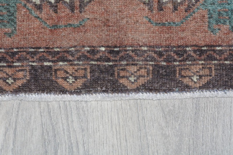 Vintage Turkish Red Rug 20x42 Inches | Small Oushak Rug | Distressed Modern Rug gallery