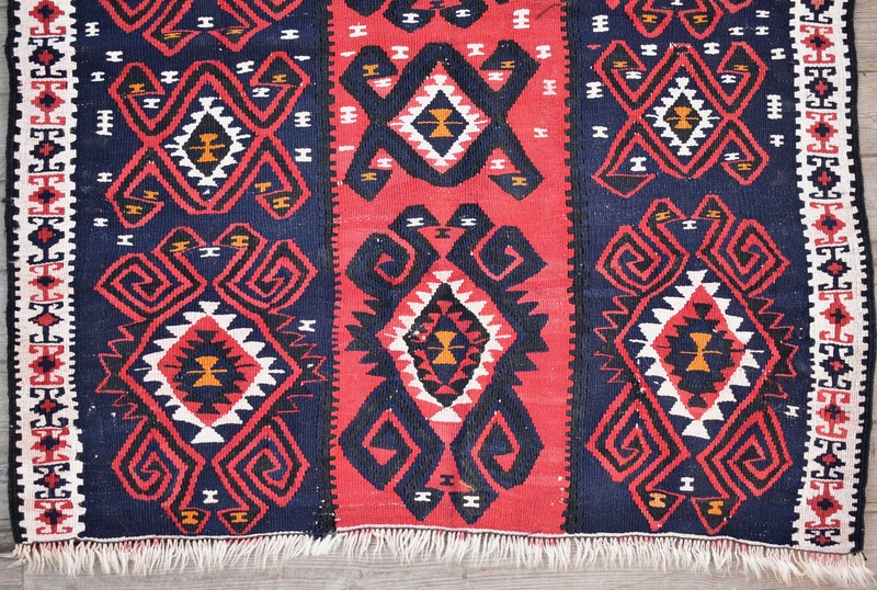 Turkish Kilim Rug 35''x40'' Handwoven Van Kilim 90x102cm Wool Vintage Area Rug gallery