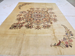 Antique Oriental Hand-Knotted Wool Area Rug Beige Unique Design 9’3″ x 12’8″