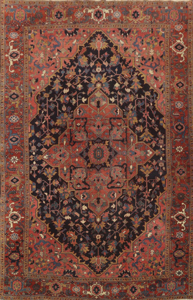 Handmade Antique Wool Carpet Pre-1900 Vegetable Dye Traditional Area Rug 8x11 Ft